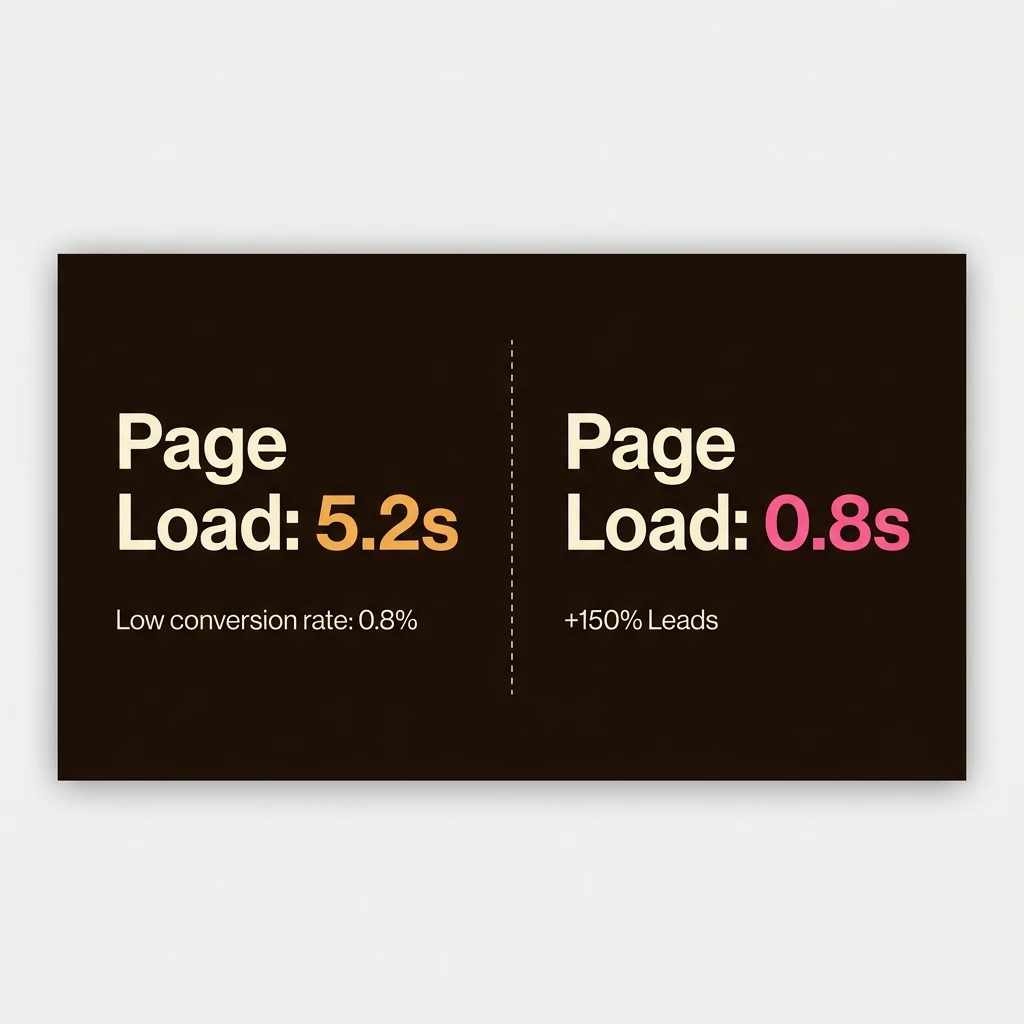 Lighthouse scorecard comparison of load speeds and customer leads