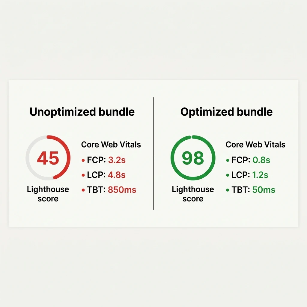 Lighthouse score improvement comparison